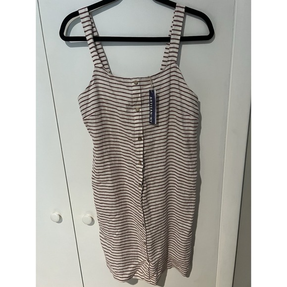 Artisan Ny Dresses & Skirts - NWT Artisan NY Linen Striped Dress‎ Womens Size XS Ivory Maroon